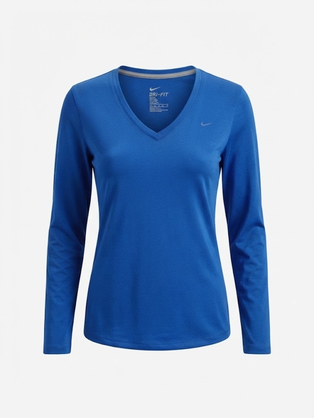 Nike Dri-FIT Women's Blue V-Neck Long Sleeve Athletic Shirt Size Medium